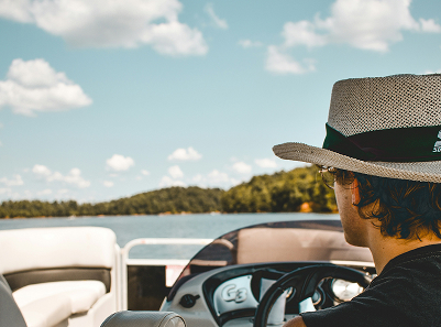 Man Looking Out on Boat